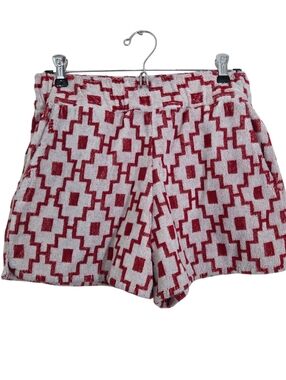 OAS Women's Machu Shorts Red White Geometric Terry Cotton Small High Rise Retro